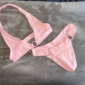 FRANKIE’S BIKINIS - baby pink halter top bikini